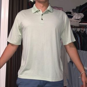 Green and white strip tennis shirt